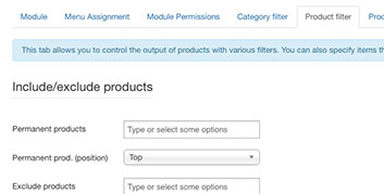 Parameters - Product Filter