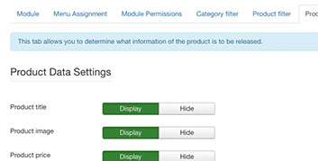 Parameters - Product Settings