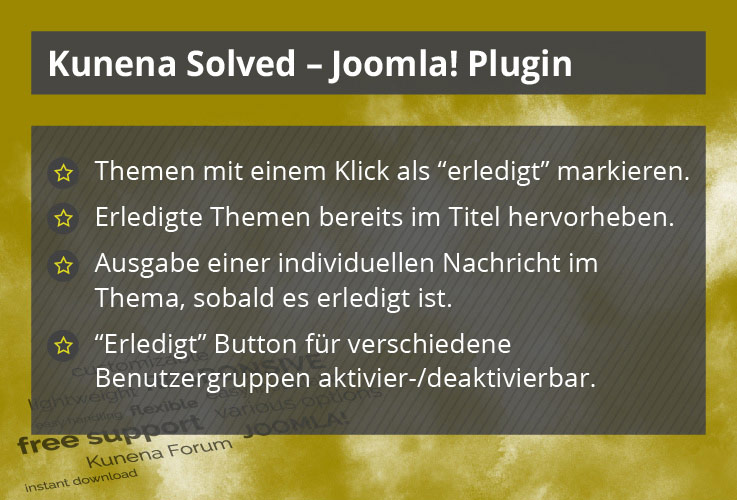 Kunena Solved - Joomla! Plugin