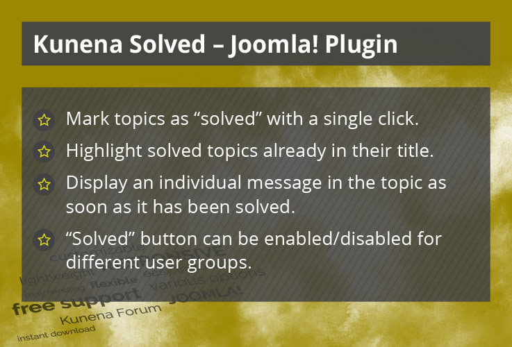 Kunena Solved - Joomla! Plugin