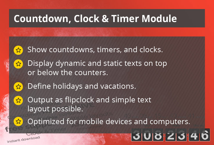 Power Countdown, Clock & Timer - Joomla! Module