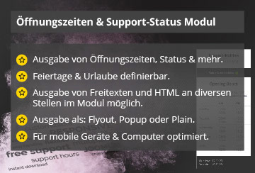 Power Support & Business Hours – Joomla! Modul