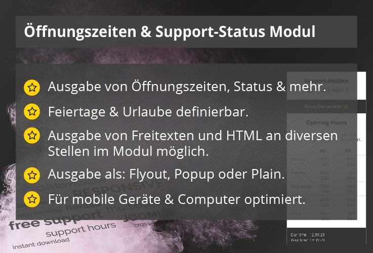 Power Support & Business Hours – Joomla! Modul