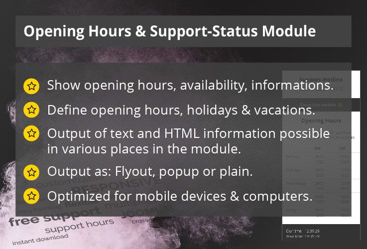 Power Support & Business Hours - Joomla! Module