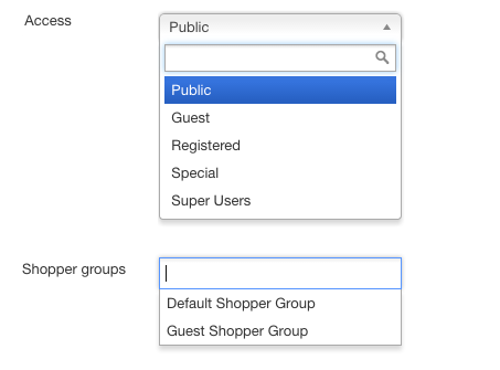 Screenhots: Einstellungen für Benutzer- und Kundengruppen | Power Items – Joomla! Modul