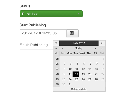 Screenshot: Einstellungen zur zeitgesteuerten Ausgabe | Simple Teaser – Joomla! Modul