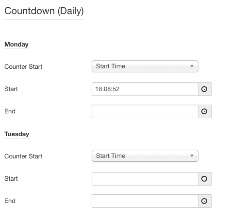 Screenshot: Daily Countdown Settings | Power Countdown, Clock & Timer – Joomla! Module