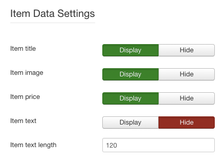 Screenshot: Display Settings | Power Items – Joomla! Module