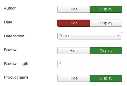 Screenshot: Display Settings | Power Reviews – Joomla! Module