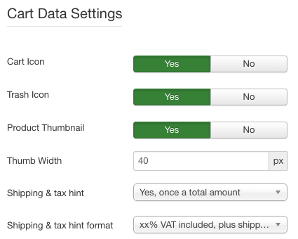 Screenshot: Anzeigeeinstellungen | Power Shopping Cart – Joomla! Modul