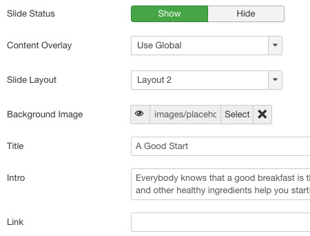 Screenshot: Slide settings | Power Slideshow – Joomla! module